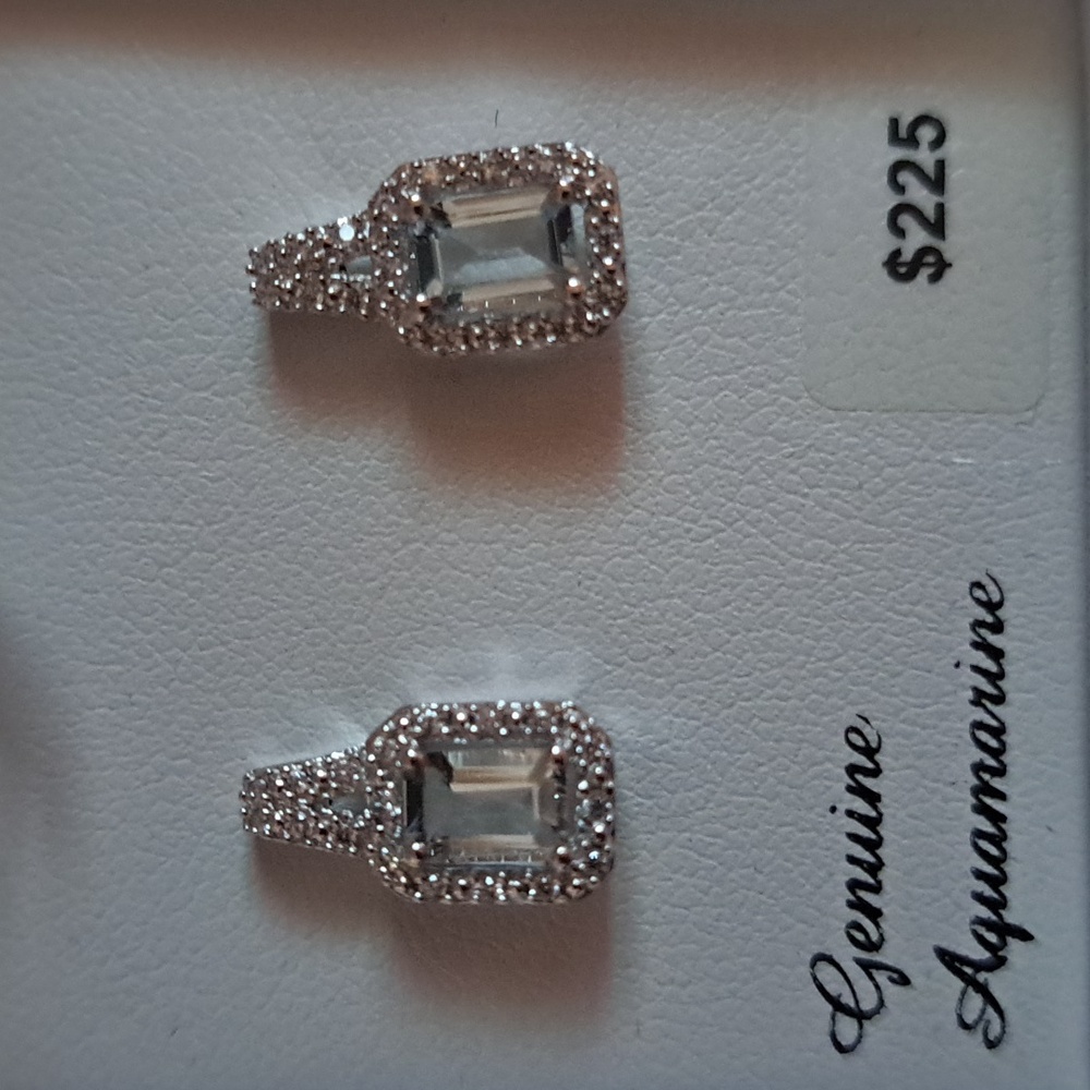 Aquamarine rectangle earrings